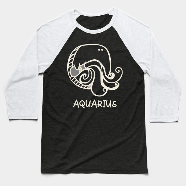 Aquarius Zodiac Doodle Baseball T-Shirt by Whimsical Frank